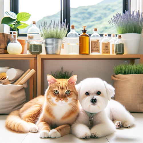A cat and dog lounging peacefully in a clean, ant-free Hong Kong apartment with natural pest control products 
