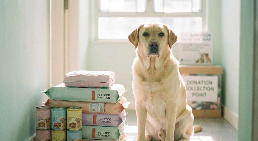 Unopened dog food bags ready for pet food donation drive at Airside Mall Kai Tak Hong Kong, May 2026