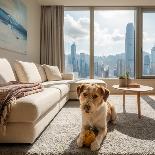 dog enjoying healthy pumpkin treat in modern Hong Kong apartment living spac