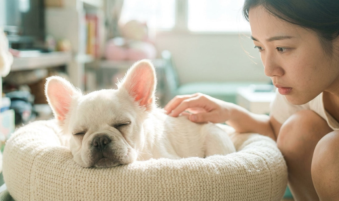 young frenchie suffering from sickness 