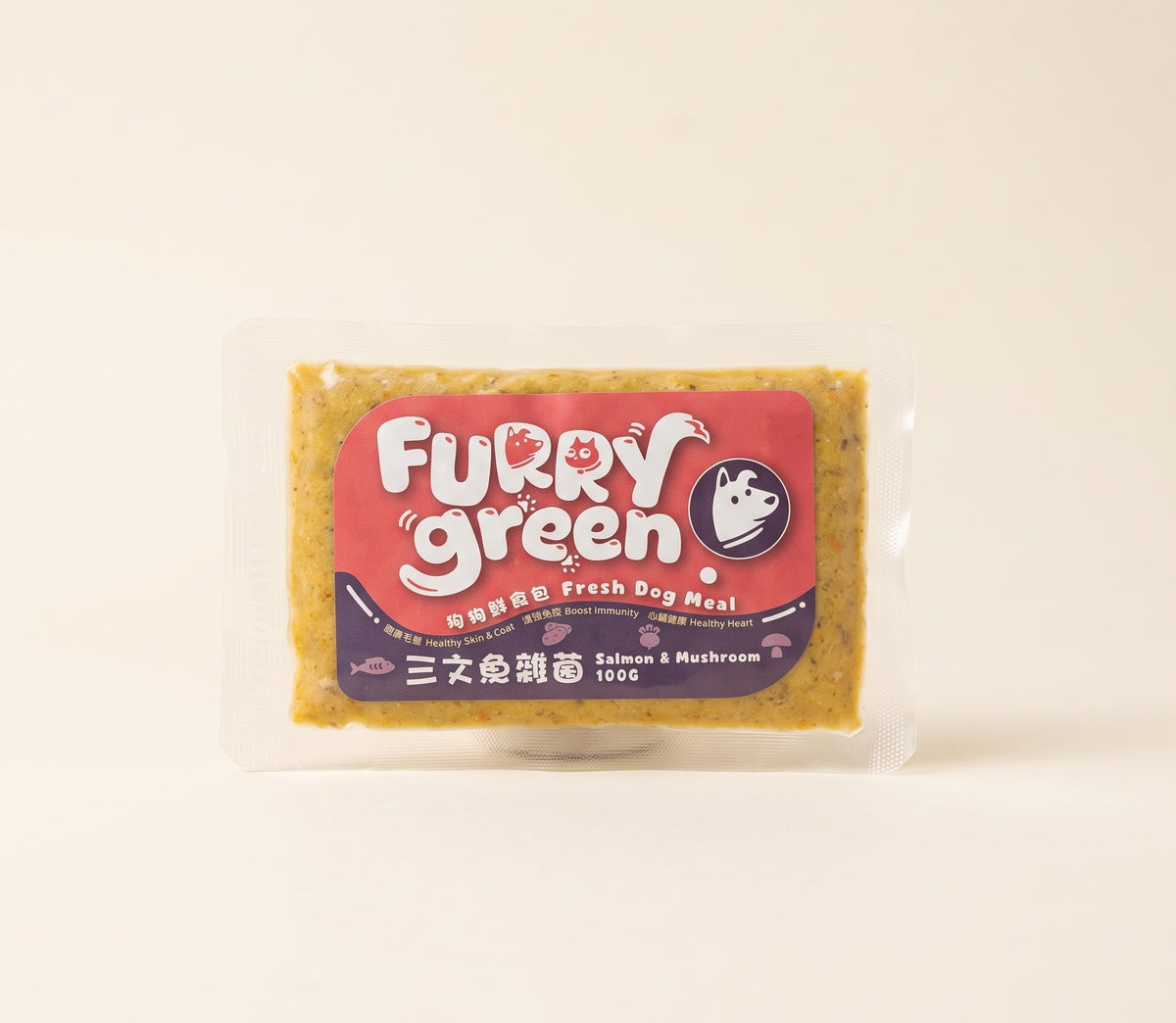 Salmon mushroom dog fresh food furry green